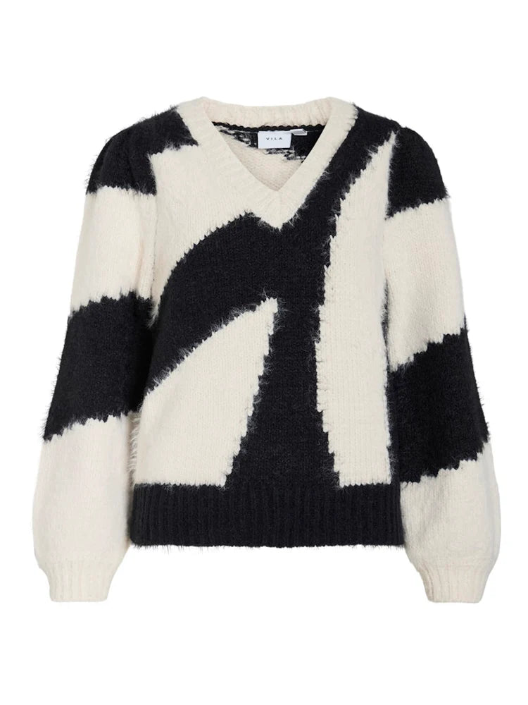 Vila - Vikunnuo V-Neck Knit Top